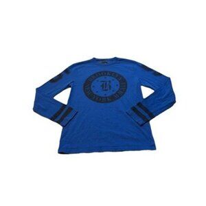 Brooklyn Calling N.Y.C Men's Long Sleeve Blue Black Graphic T-Shirt Size XS